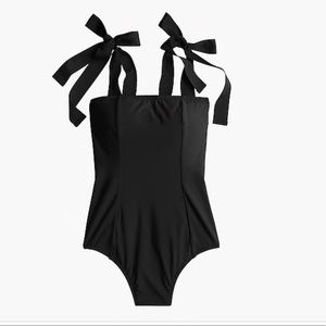 J Crew Grosgrain Tie Shoulder One-Piece Swimsuit